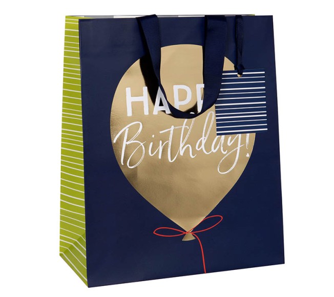 Gift Bag (Large): Birthday Balloons Navy