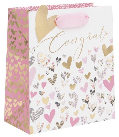 Gift Bag (Medium): Congrats Hearts