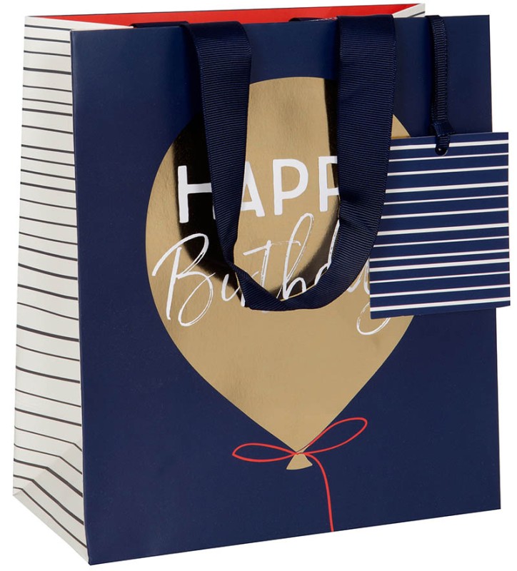 Gift Bag (Medium): Birthday Balloon Navy