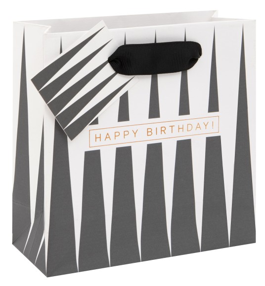 Gift Bag (Small): Birthday Black Geometric