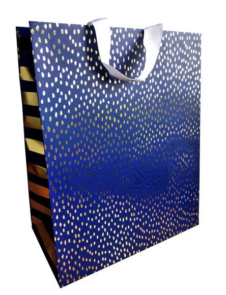 Gift Bag (Large): Navy Gold Dot