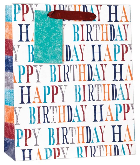 Gift Bag (Large): Happy Birthday Text
