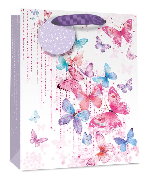 Gift Bag (Large): Butterflies On Pink