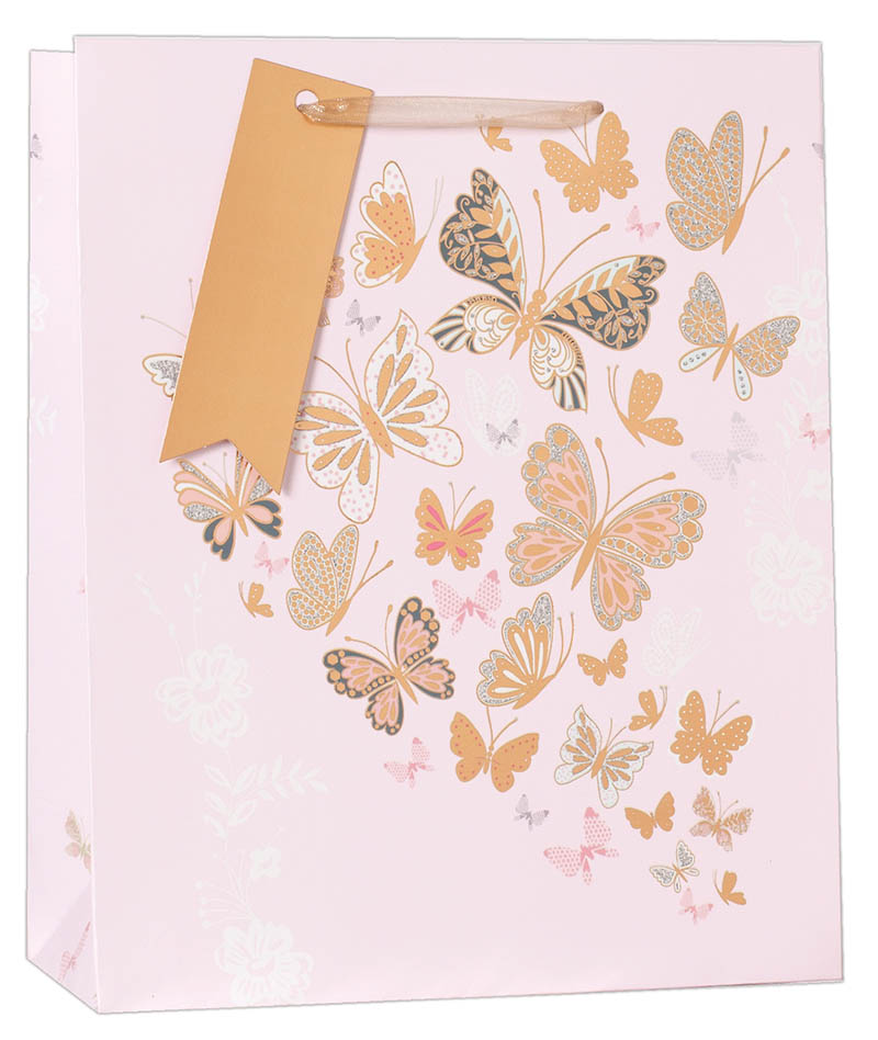 Gift Bag (Medium): Butterflies Pink