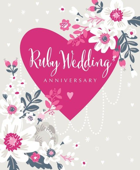 Ruby Wedding Anniversary Red Heart