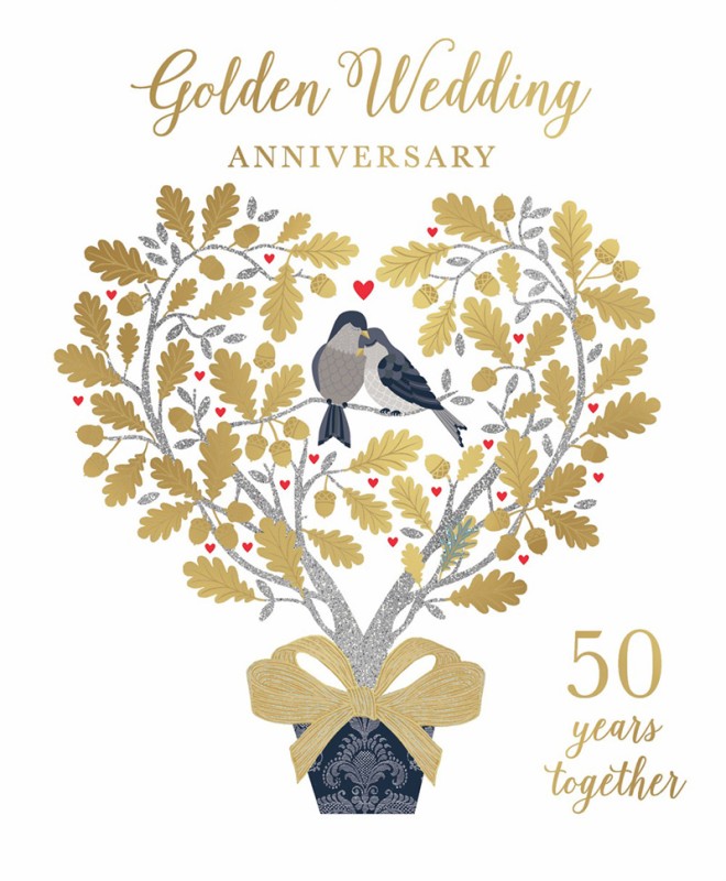 Anniversary Gold Love Birds Tree