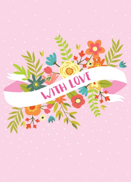 With Love Banner Pink