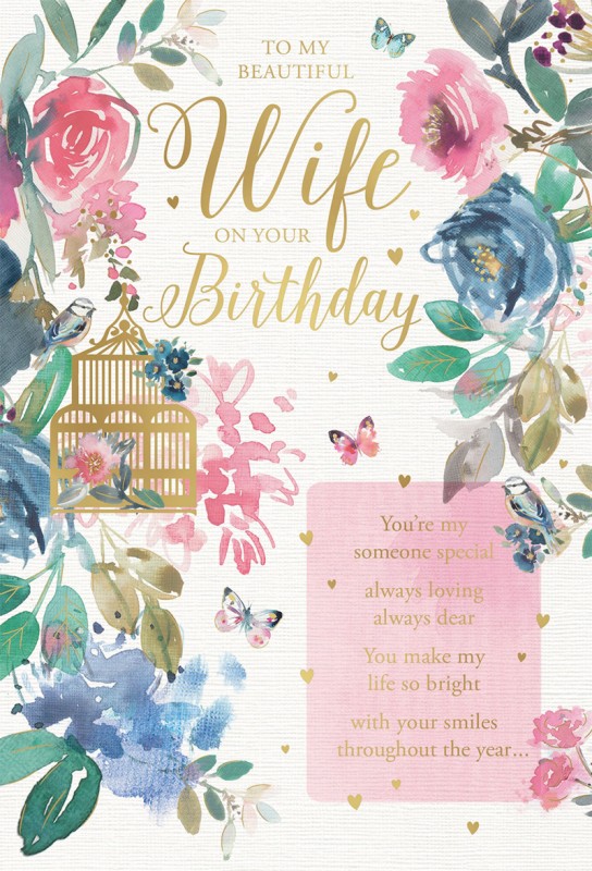 Birthday Wife Floral Birdcage
