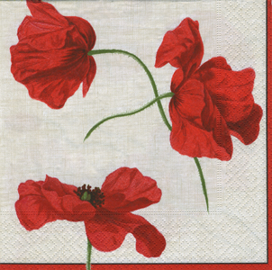 Napkin (Cocktail): Dancing Poppies Ivory
