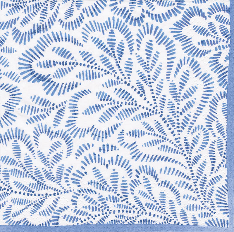 Napkin (Lunch): Print Leaves Blue