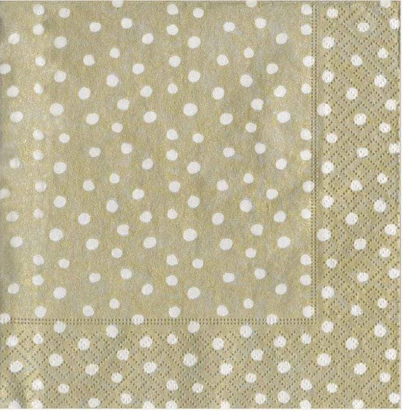 Napkin (Cocktail): Dots Gold Silver