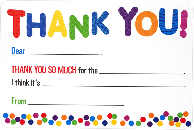 Thank You Notecard: Kids Fill-In Thank You