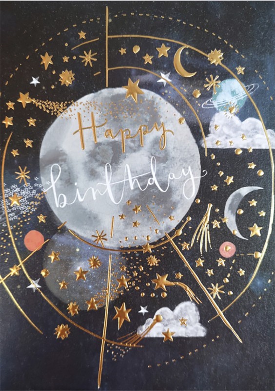 Birthday Space And Moons