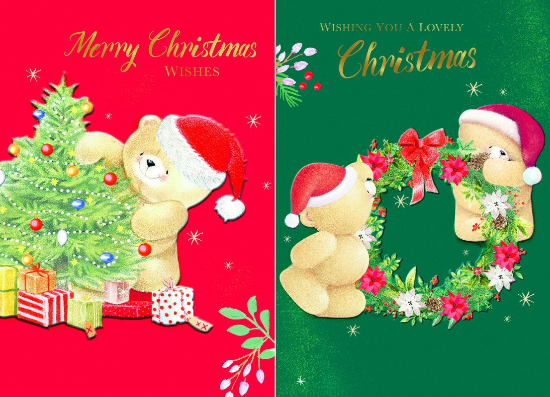 Hallmark Box of 10 Christmas Cards: Forever Friends Bears