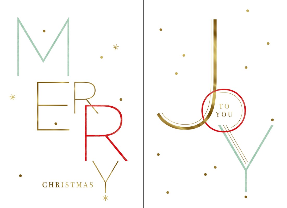 Hallmark Box of 10 Christmas Cards: Merry & Joy