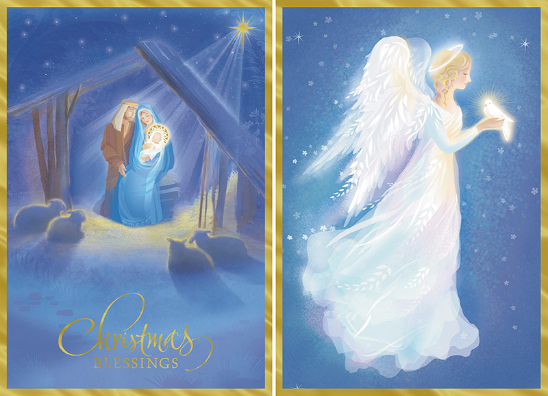 Hallmark Box of 10 Christmas Cards: Nativity & Angel