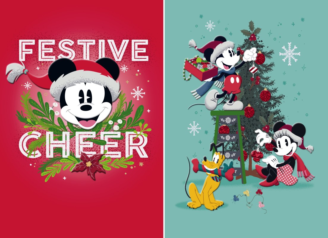 Hallmark Box of 10 Christmas Cards: Mickey Mouse Festive Cheer