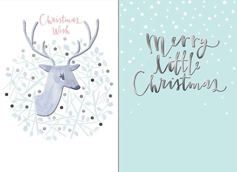 Hallmark Box of 10 Christmas Cards: Christmas Deer & Snowflakes