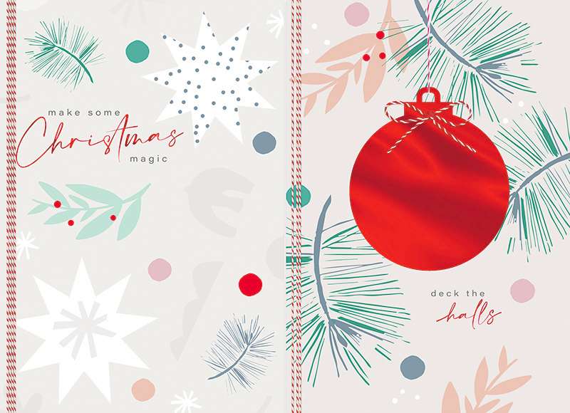Hallmark Box of 10 Christmas Cards: Stars & Bauble