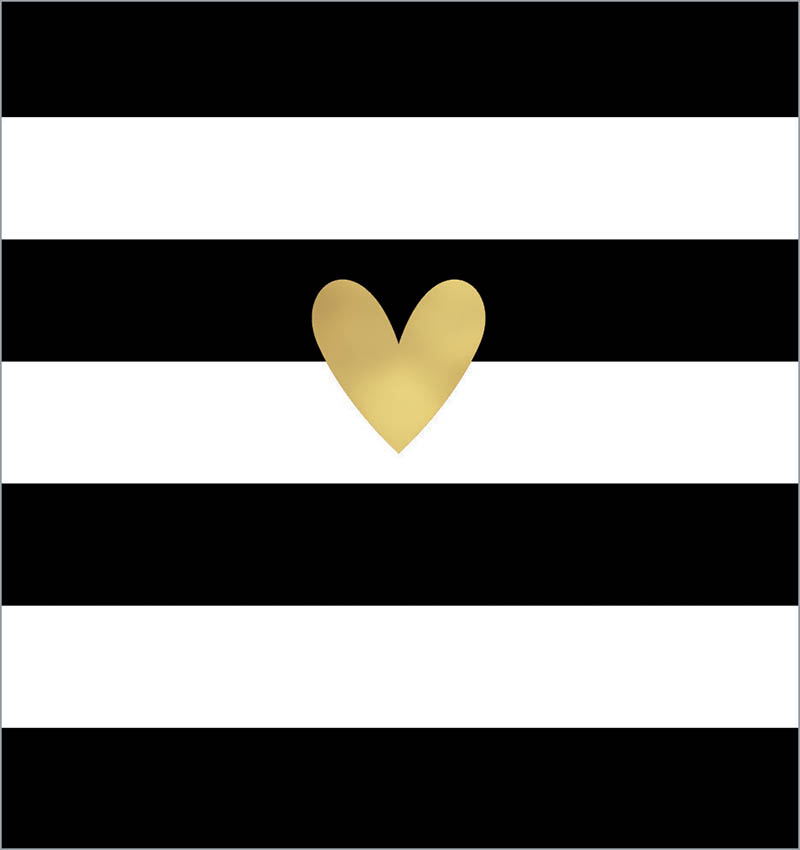 Mini Gold Heart Bw Stripes