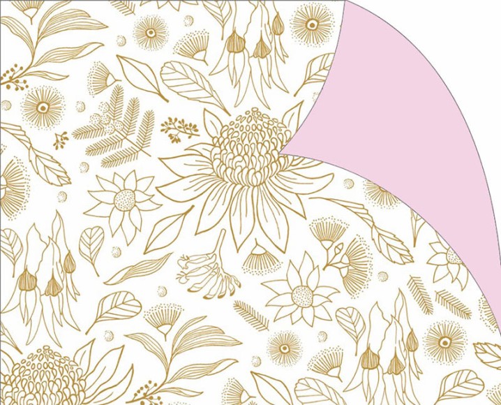 Folded Wrap: Botanic Gold on White