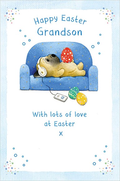 Easter Card: Grandson Pup On Couch