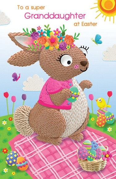 Easter Card: Marzipan Toy Box Granddaughter Picnic