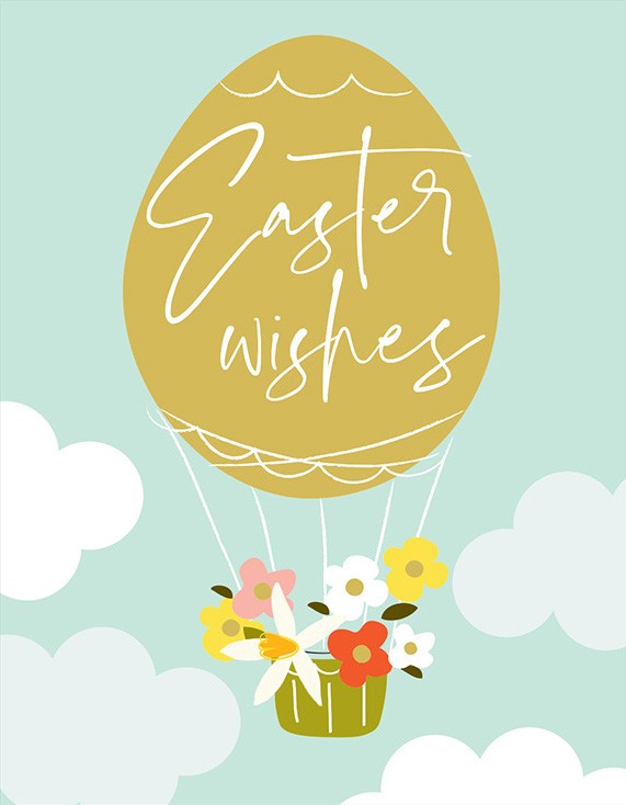 Easter Card: Easter Egg Balloon Flowers