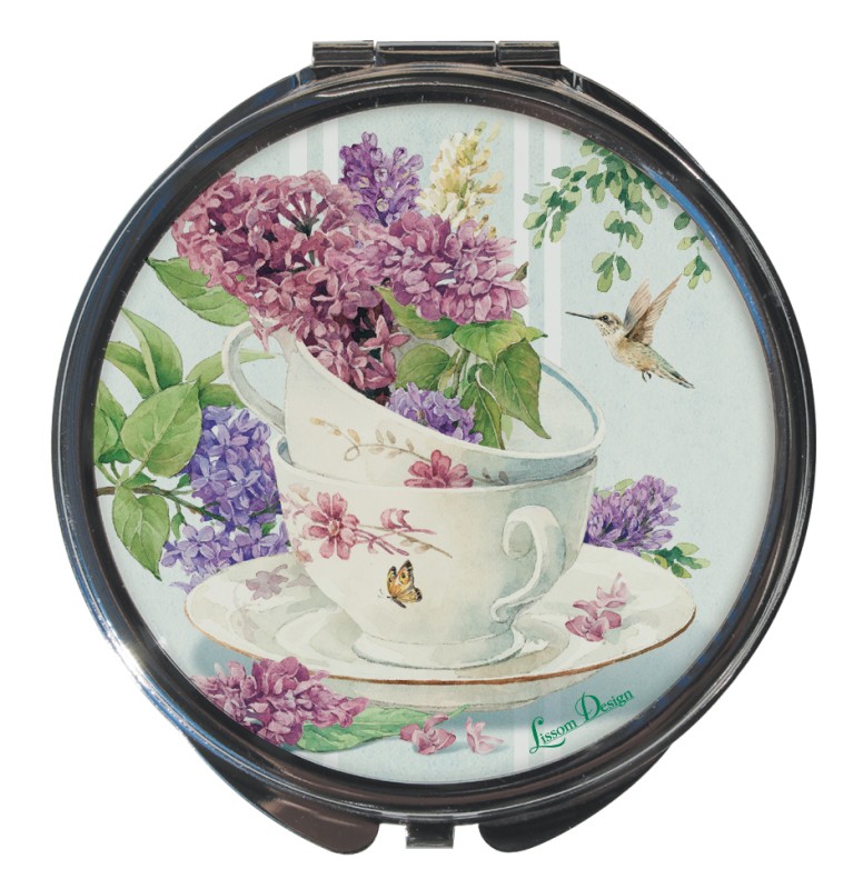 Lilacs: Round Compact Mirror