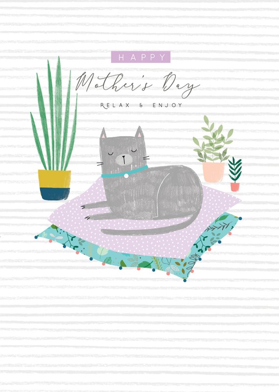 Mothers Day Card: Halycon Cat Sleeping