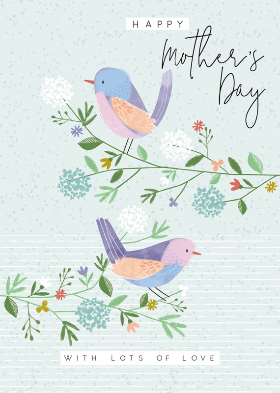 Mothers Day Card: Halycon Two Birds