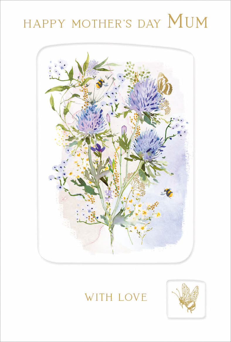 Mothers Day Card: Blue Thistles