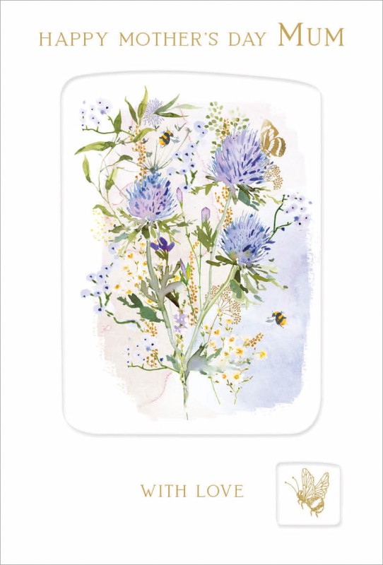 Mothers Day Card: Blue Thistles