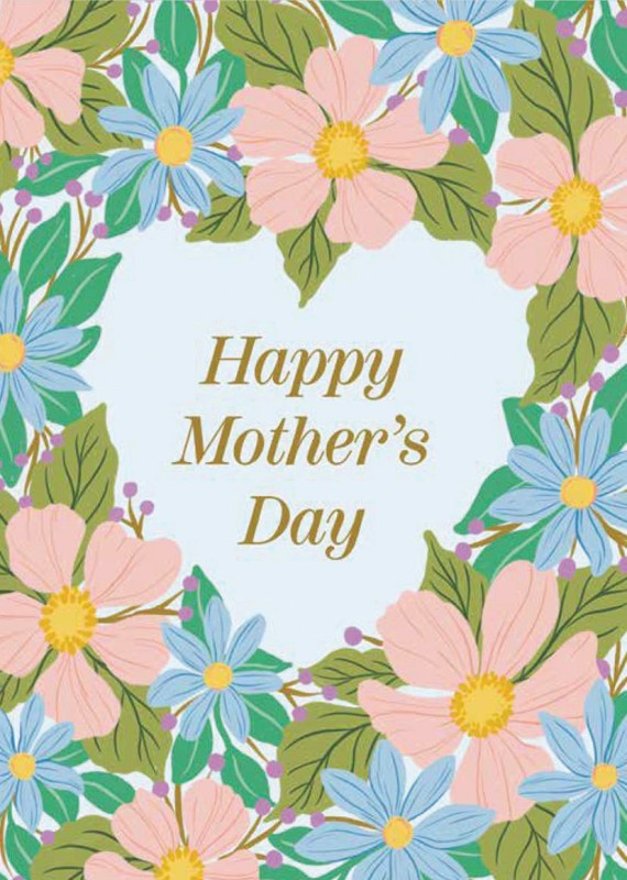 Mothers Day Card: Apurva Floral Border Heart