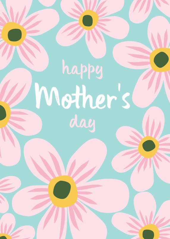 Mothers Day Card: Mum Pink Flowers