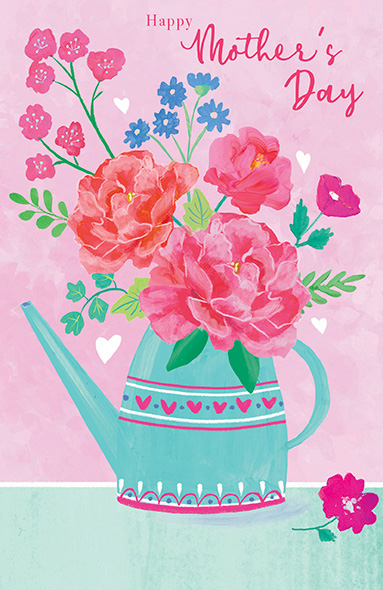 Mothers Day Card: Floral Watering Can