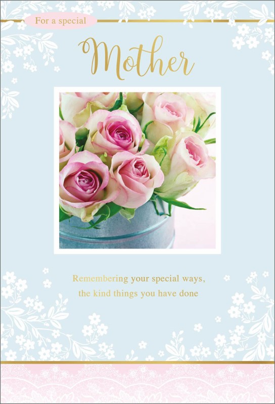 Mothers Day Card: Sim Mother Pink Rosbouquet
