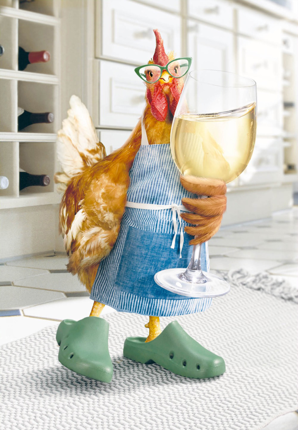 Mothers Day Card: Avanti Rooster And Wine