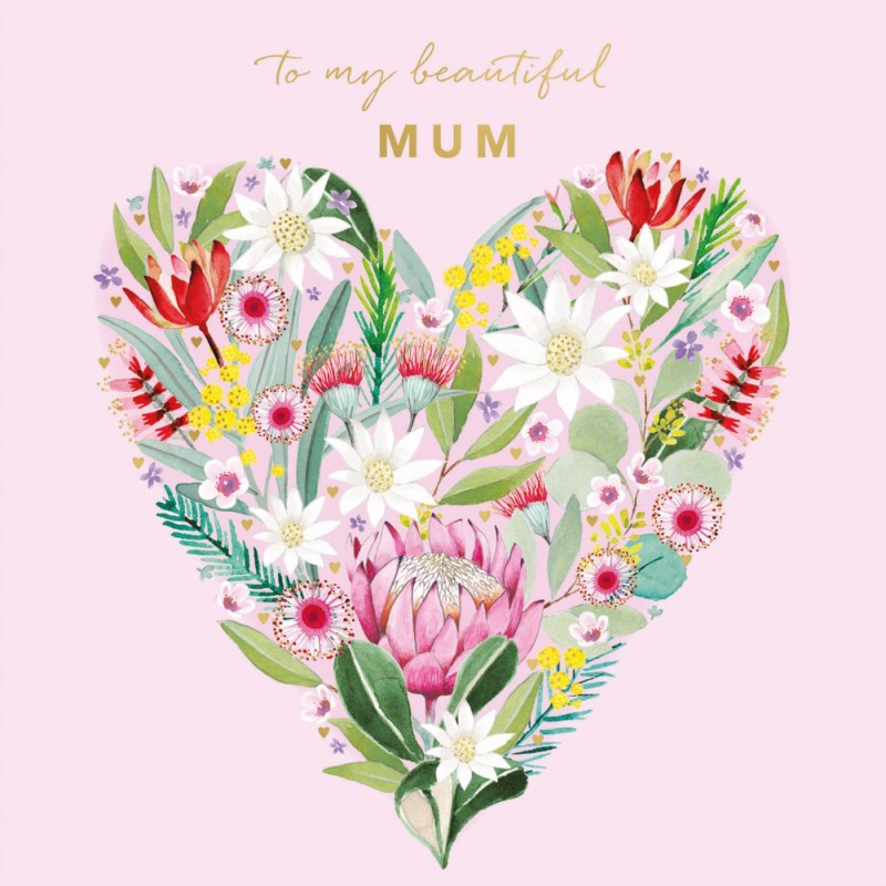 Mothers Day Card: Wild Floral Heart