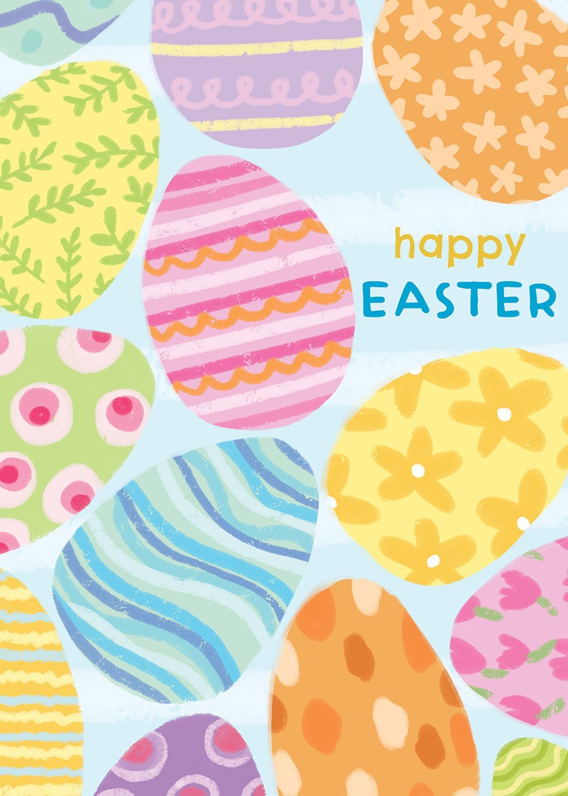 Easter Card: Multi Coloured Eggs