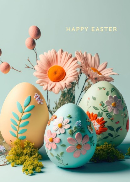 Easter Card: Pastel Painted Eggs