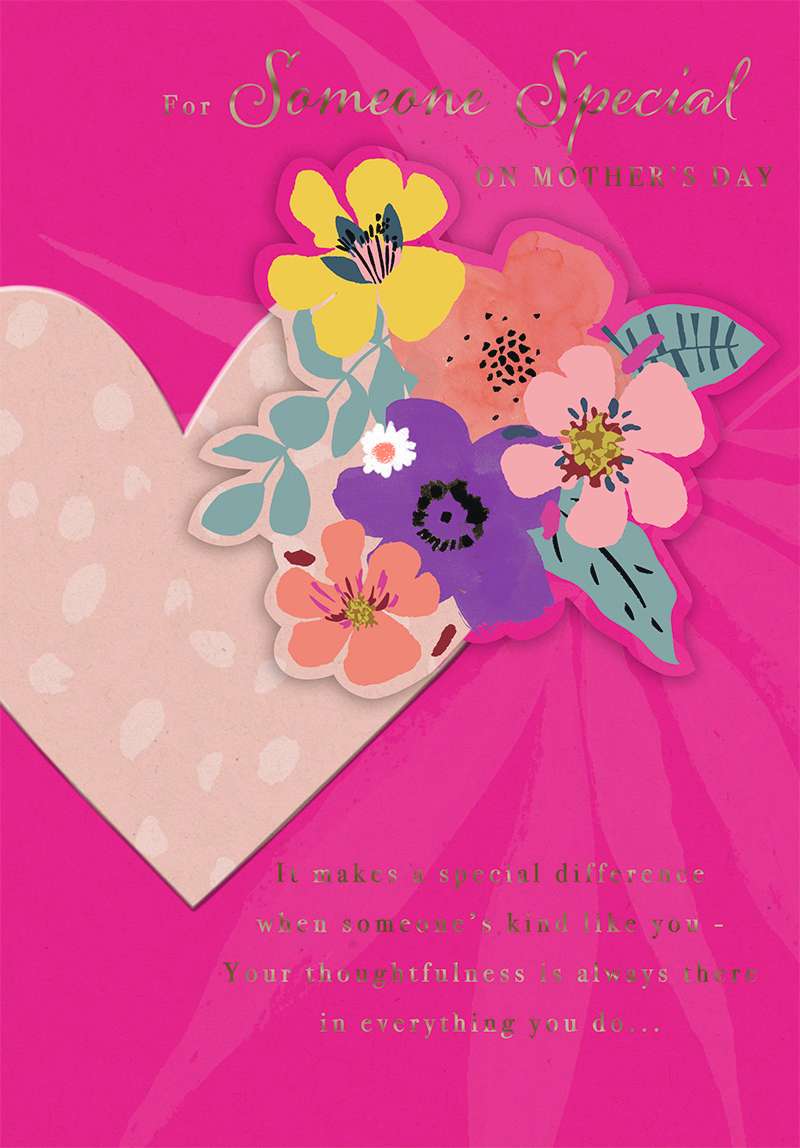 Mothers Day Card: Heart Flowers