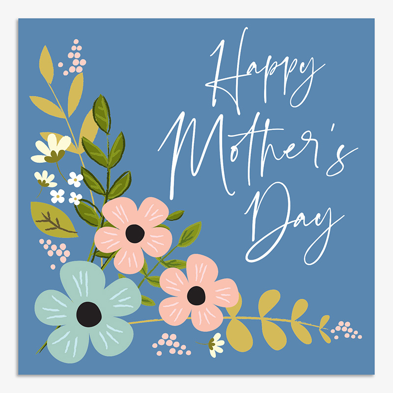 Mothers Day Card: Blue Floral