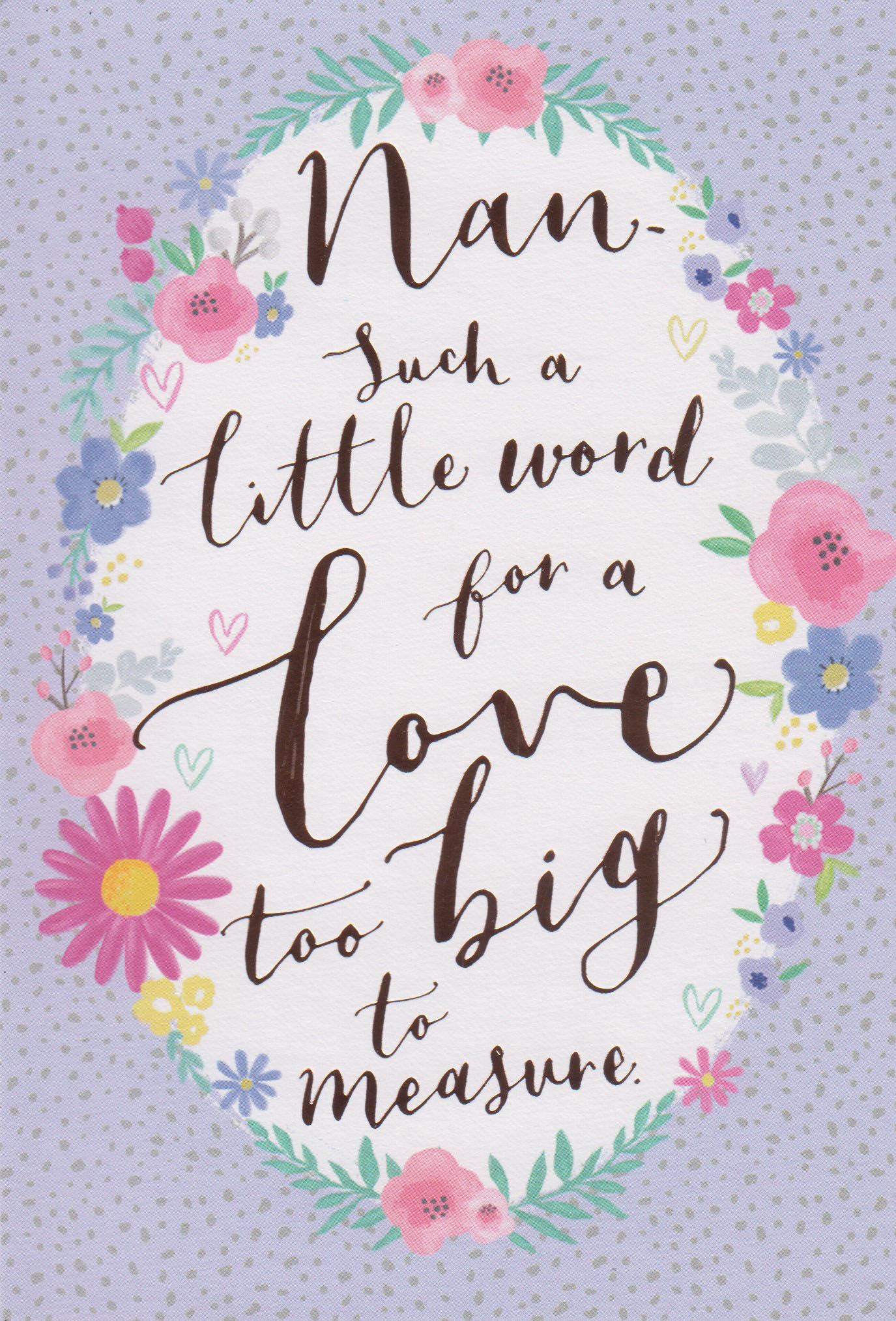 Mothers Day Card: Nan Little Word