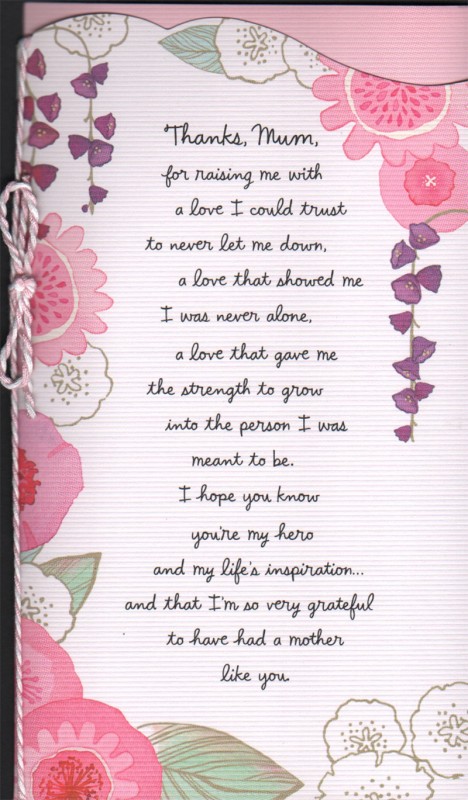 Mothers Day Card: Between You Me Thanks Mum