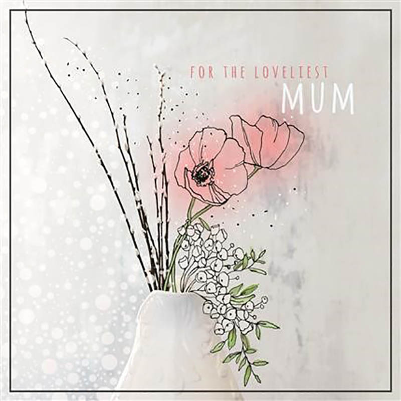 Mothers Day Card: Mum Pink Flowers Vase