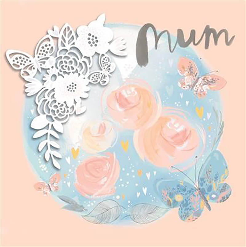 Mothers Day Card: Mum Butterflies Blu