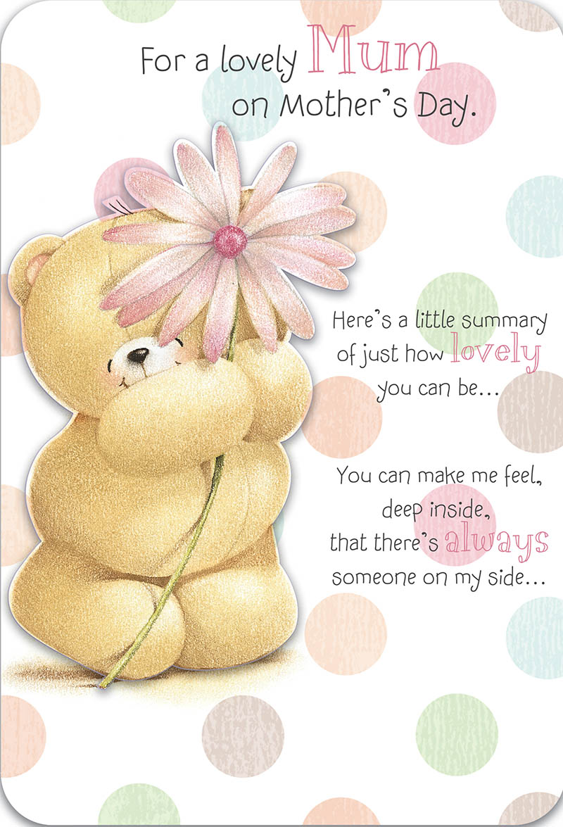 Mothers Day Card: Forever Friends Bear Flower