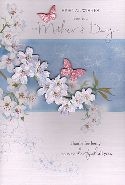 Mothers Day Card: Lge Trad White Blossoms