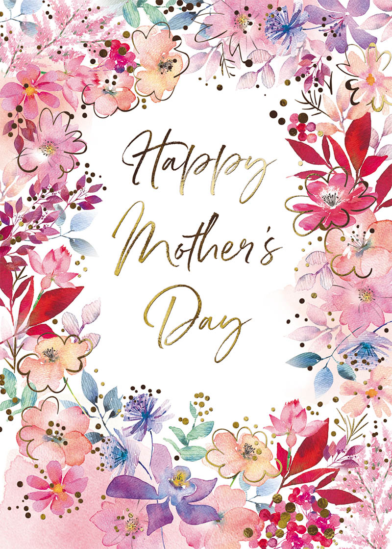 Mothers Day Card: Watercolour Flowers